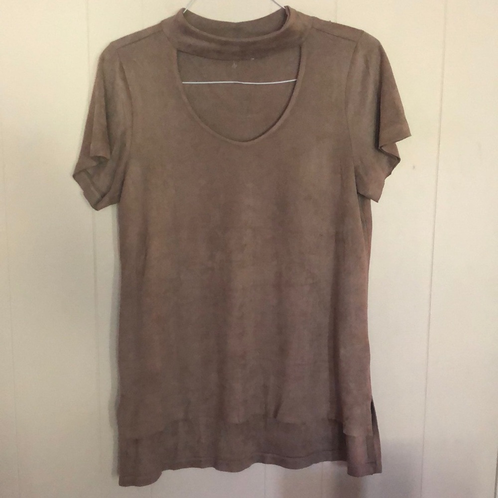 Faux suede choker top
